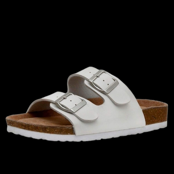 Cushionaire - SZ 6.5 White Lane Cork Footbed Sandal with Buckles - Picture 1 of 11